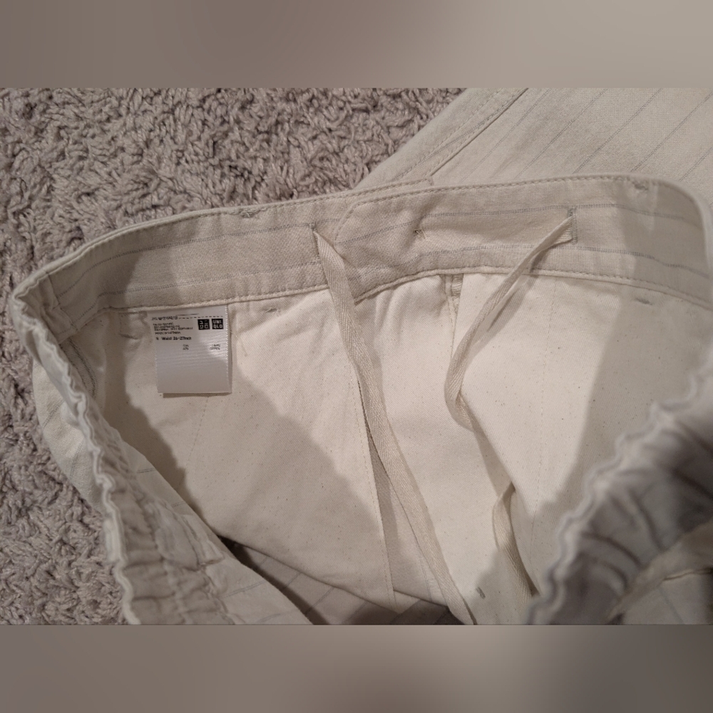 NWT Uniqlo Linen Cotton Striped Tapered Pants - Picture 12 of 13